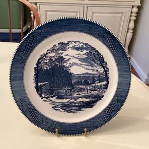 Currier & Ives Blue & White Platter